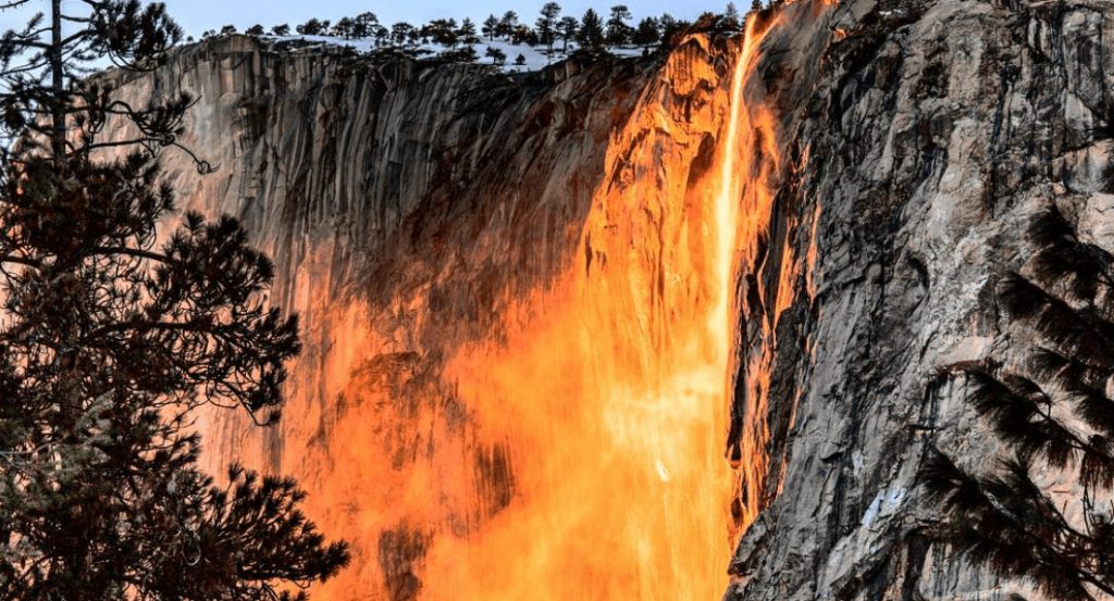 Is that fire falling down a cliff in California?
