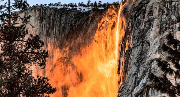 Is that fire falling down a cliff in California?