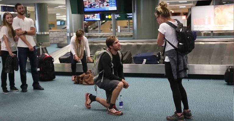 Must watch: romantics popping the big question at airports