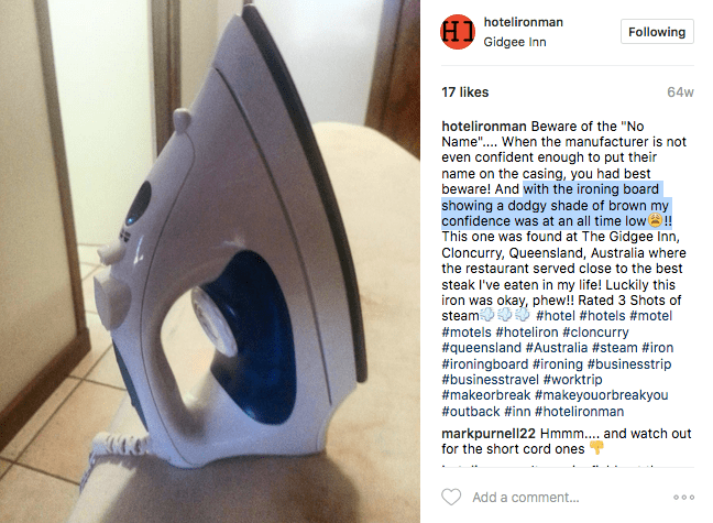 Introducing the Hotel Iron Man - an Instagram page dedicated to reviewing hotel irons, seriously 38 Screen Shot 2017-05-25 at 9.44.12 AM
