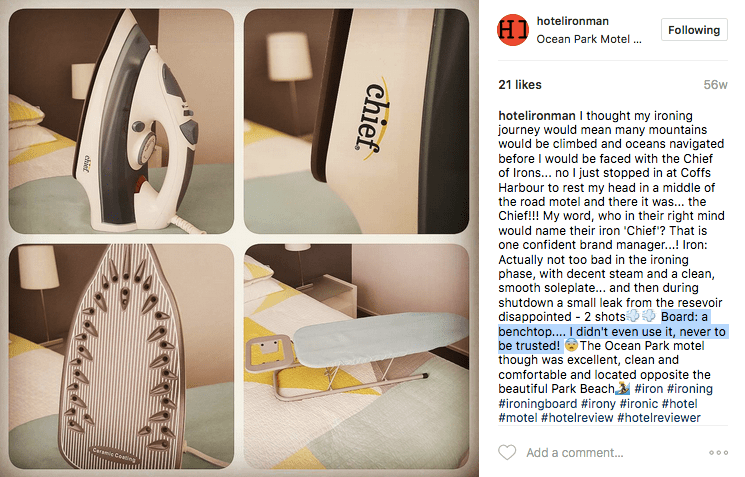 Introducing the Hotel Iron Man - an Instagram page dedicated to reviewing hotel irons, seriously 37 Screen Shot 2017-05-25 at 9.46.17 AM
