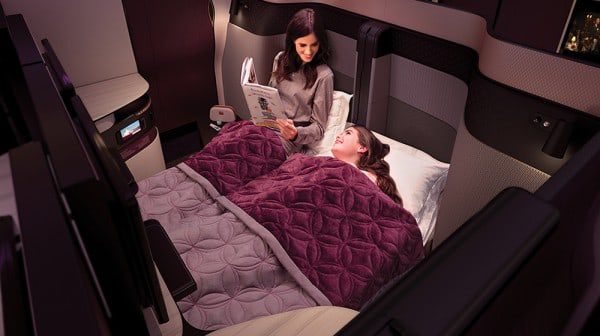 QATAR AIRWAYS' BUSINESS CLASS WITH DOUBLE BEDS TAKES OFF