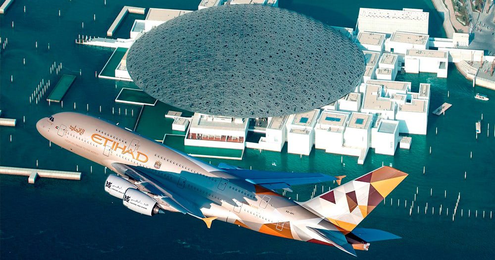Etihad welcomes Louvre Abi Dhabi with spectacular fly over