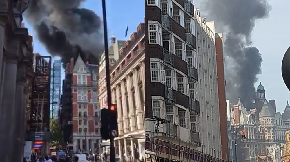 HOTEL FIRE: Black smoke & Robbie Williams emerge from London hotel
