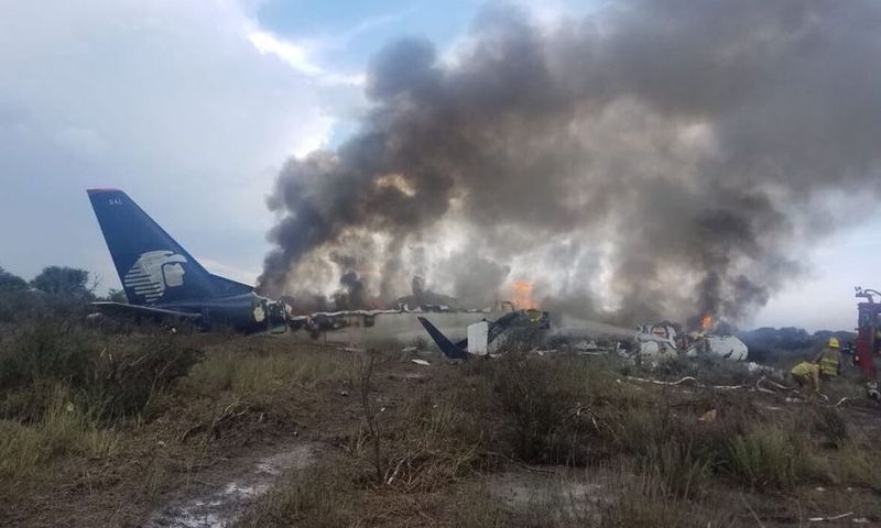 Aeromexico plane carrying 101 people crashes near an airport in Mexico