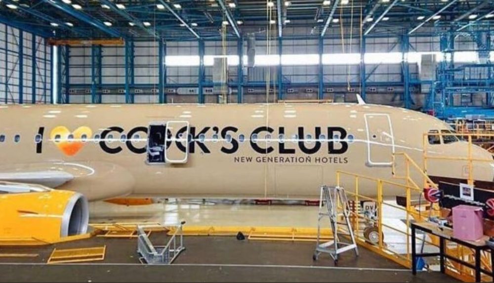 AWKWARD: Rebranded Cook’s Club aircraft spells out a rather cheeky phrase