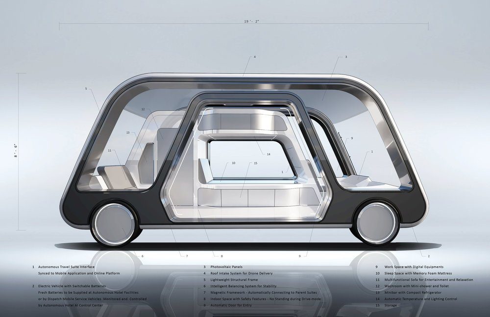 FUTURE OF TRAVEL? A hotel suite inside a self-driving vehicle