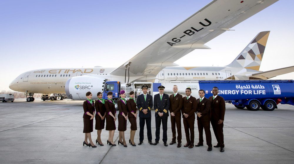 GREENER SKIES: Etihad flies world’s first flight fueled by saltwater plants