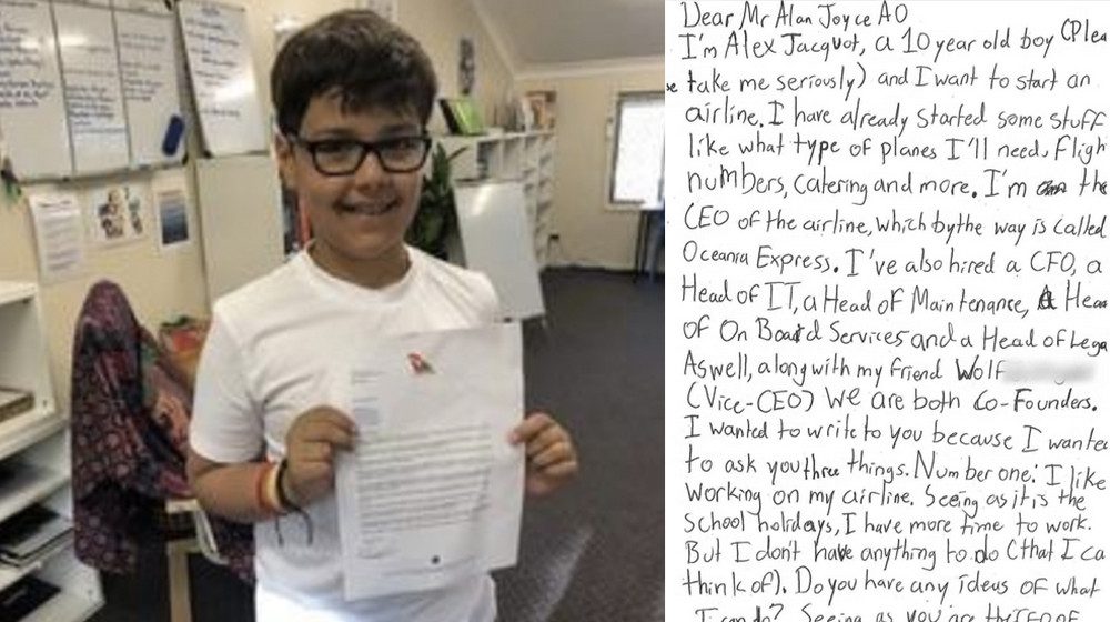 A 10-yr-old aspiring to start an airline wrote to Qantas' Alan Joyce & was invited to a private meeting!