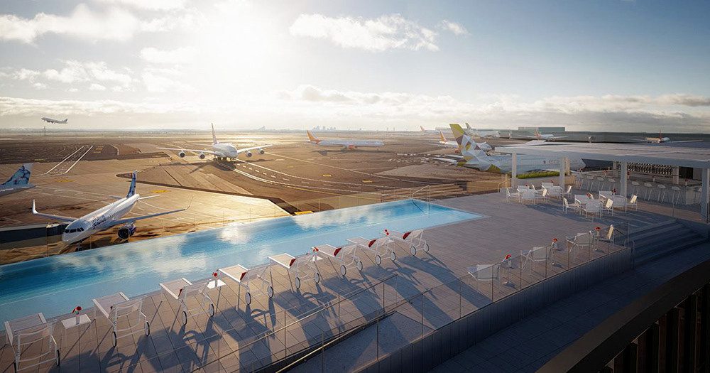 Get ready to swim in a rooftop pool at JFK Airport overlooking the runway