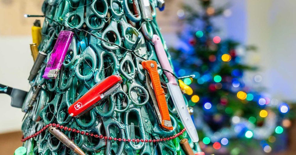 CONFISCATED: Airport Christmas Tree Made Of Items Seized By Security