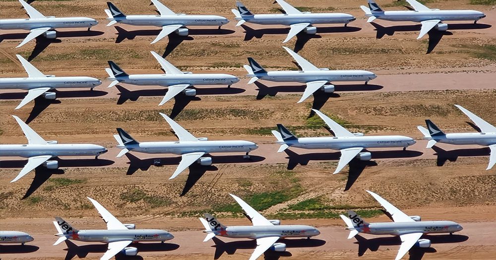 What's It Like To Check Out Billions Of Dollars Worth Of Parked Airliners From Above?