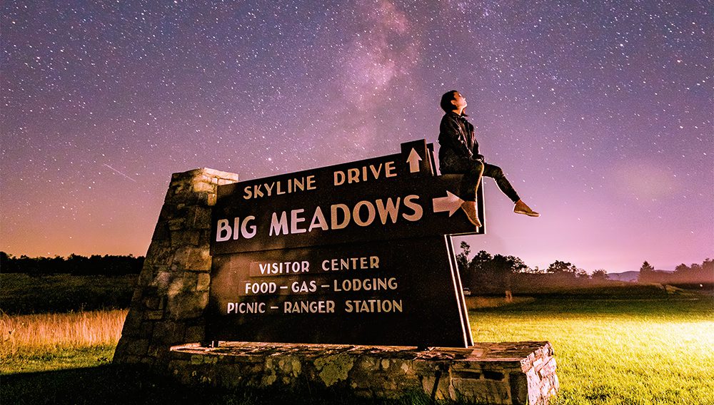 Big Meadows is a recreational area of Shenandoah National Park located on the Skyline Drive. A select number of days each year are designated "Night Skies" evenings in Big Meadows where visitors can join amateur astronomers as they give presentations on controlling light pollution as you gaze at the stars through telescopes.  Virginia Tourism Corporation, www.Virginia.org