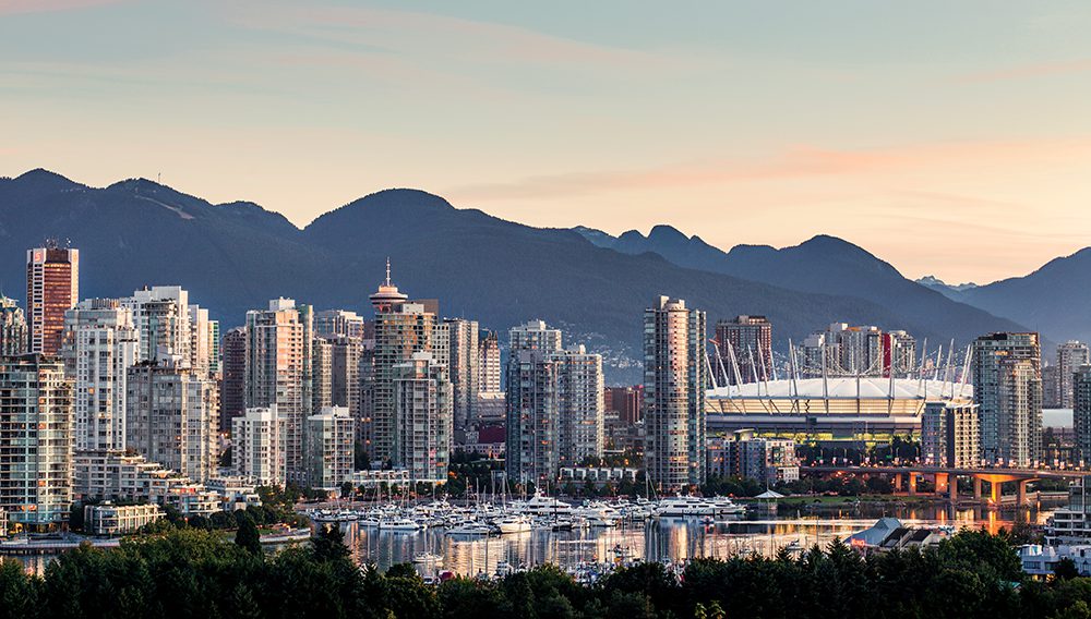 Vancouver city is surrounded by the picturesque North Shore Mountains. Image credit: Destination BC/Albert Normandin