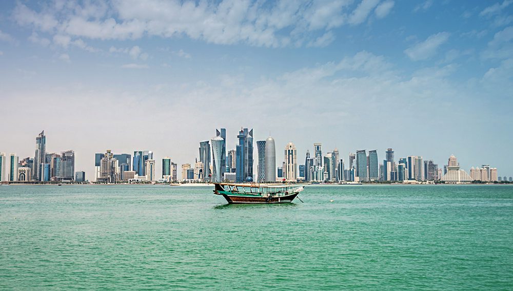 Sail on a majestic wooden dhow boat from the Dhow Harbour in Doha City to the Al Safliya Island