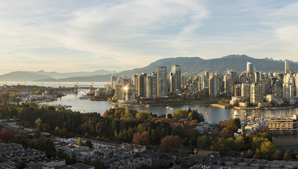 Vancouver city is surrounded by the picturesque North Shore Mountains. Image credit: Destination BC/Jordan Manley