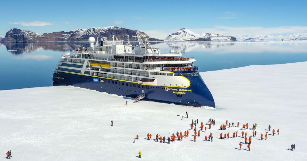 Lindblad Expeditions christens National Geographic Resolution in Antarctica