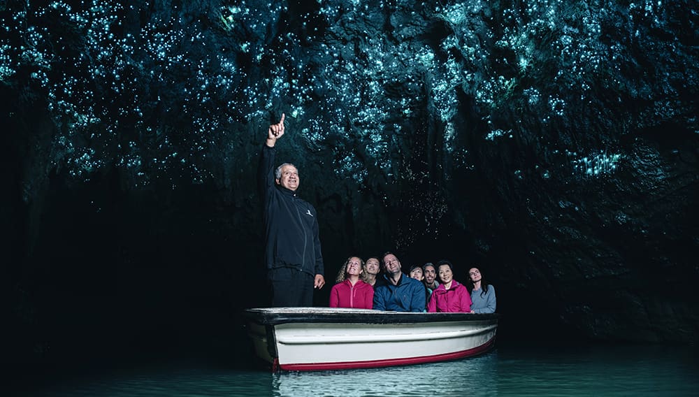 The glowworm studded Waitomo caves are world-renowned