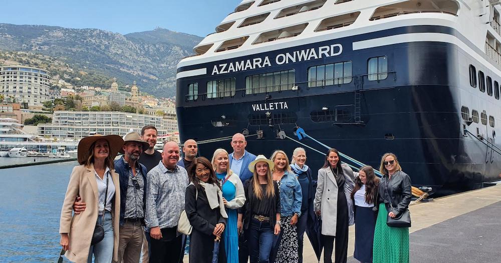 What happened at the Azamara Onward naming ceremony in Monte Carlo?