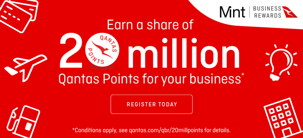 Level up your payments system with Mint for a share of 20 million Qantas Points 5 QLCS 7445 QBR EOFY 2022 Campaign Partner Creative 1400x640