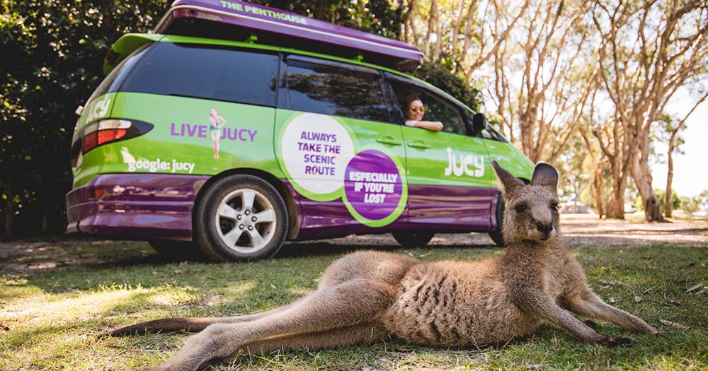 Jucy campervan rental near kangaroo in Crowdy Bay, NSW