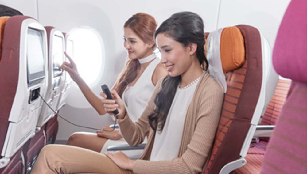 Two women on board Thai Airways A350