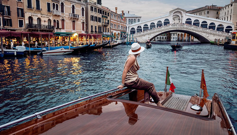 Holiday here: Exclusive offers on ultra-luxury cruising setting sail now 1 Silversea: In Venice, you may wish to enjoy a romantic gondola ride, immerse yourself in Piazza San Marco, walk across the Rialto Bridge or ship for world famous Murano glass or lace.