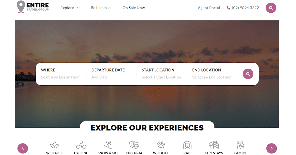 Revamped agent website for Entire Travel Group
