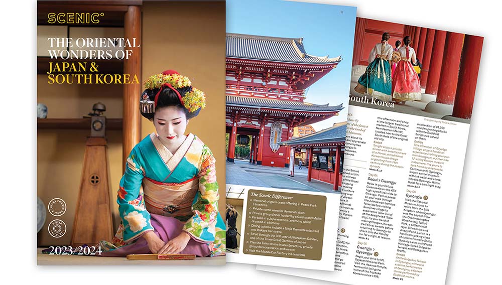 2023/24 Scenic Japan & South Korea trips have landed with earlybird offers 1 SNEM2400 Asia Land Brochure Fan x3 800x1200 1