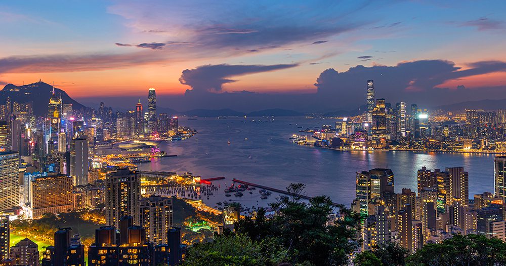 Hong Kong Skyline at Magic Hour @shutterstock