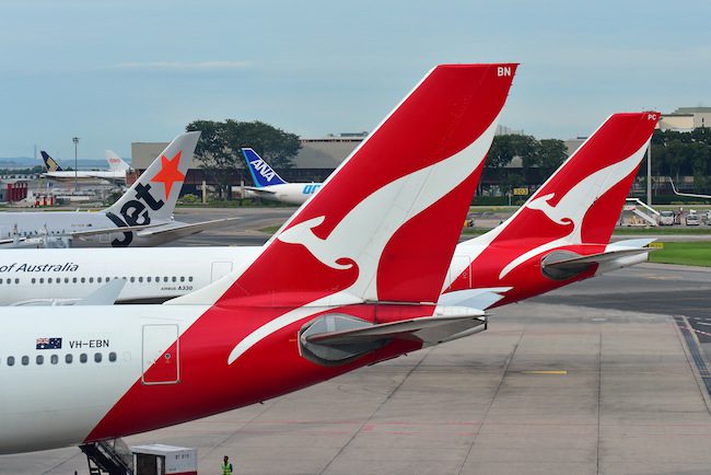 Parked Qantas jets