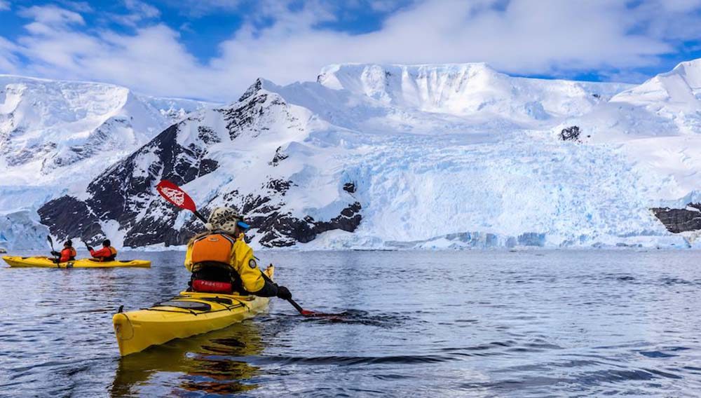 Kayakers in Antarctica.