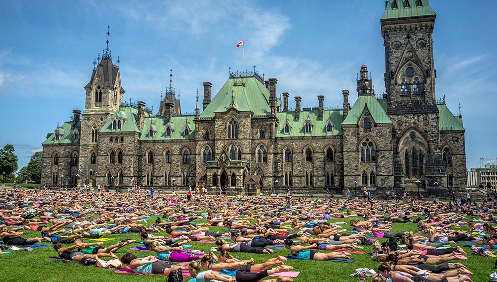 Ontario Yoga on the hill at Parliament House