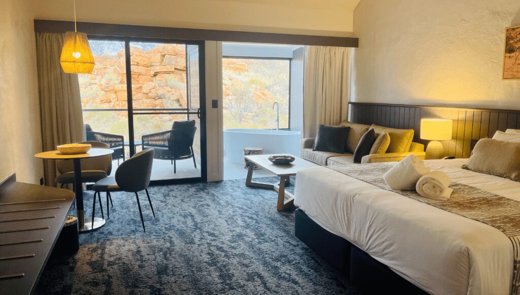 The newly renovated Deluxe Rooms at Discovery Kings Canyon Resort, NT