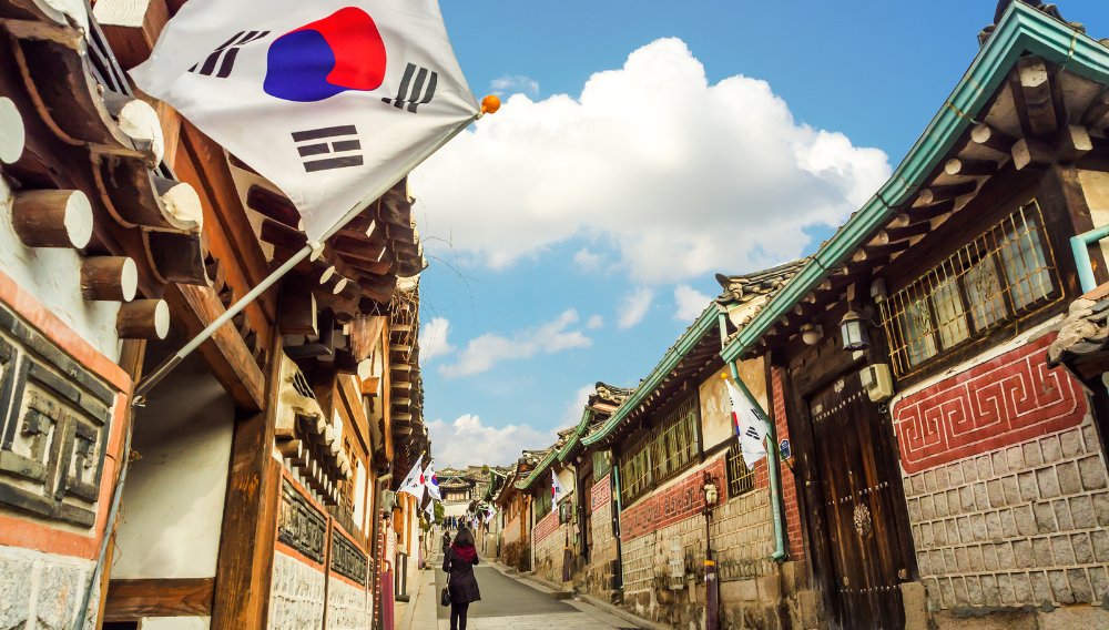 Traditional Korean style architecture at Bukchon Hanok Village in Seoul, South Korea..jpg