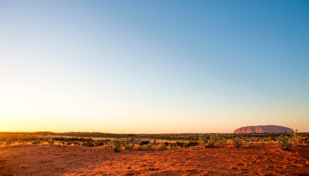 Scenic shot of Uluru at sunrise.  