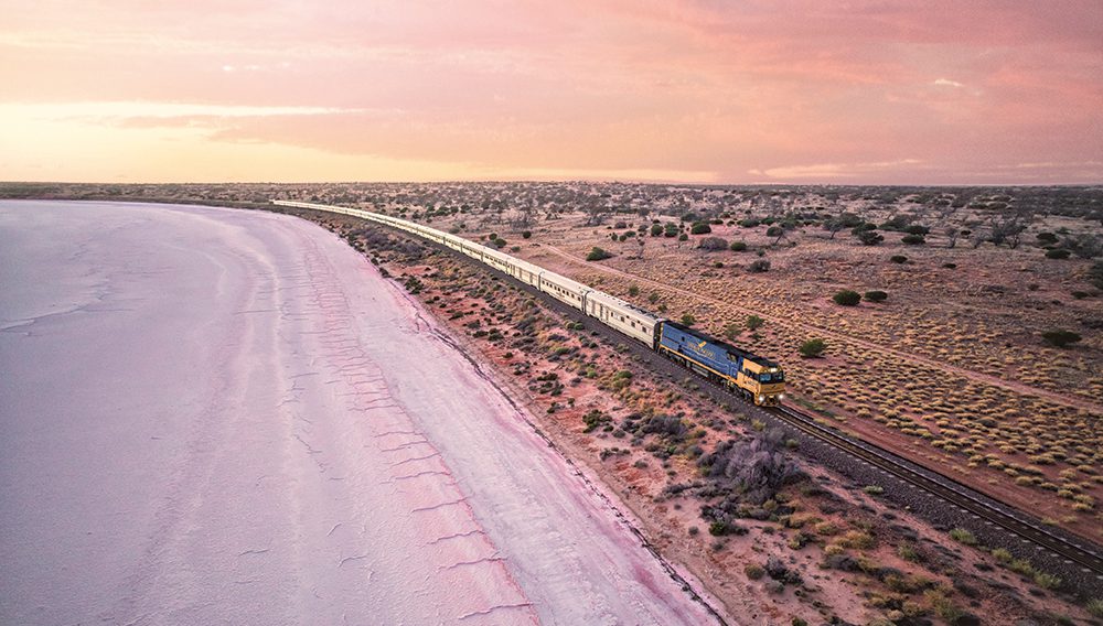 Passing Lake Hart on the Indian Pacific - a landscape like no other to experience in 2025! © Journey Beyond