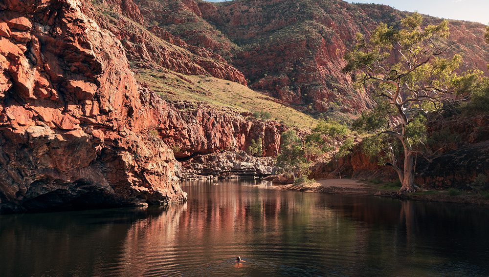 Relax and swim in the Outback at Ormiston Gorge. ©Tourism NT/Daniel Tran