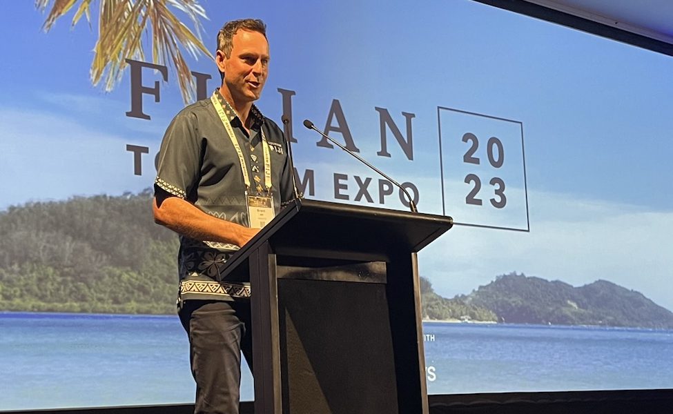 Tourism Fiji CEO Brent Hill at FTE 2023.