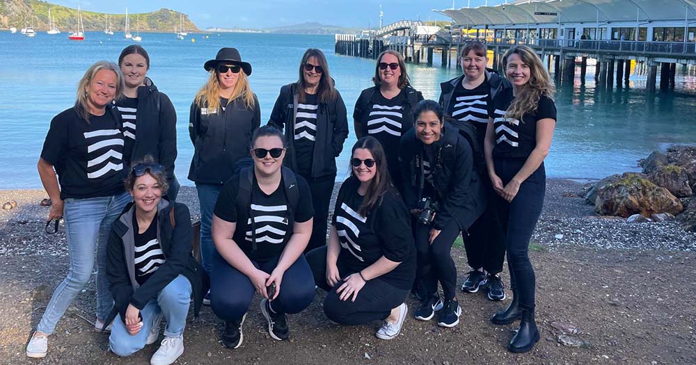 Group of Australian travel agents on Waiheke Island, NZ.