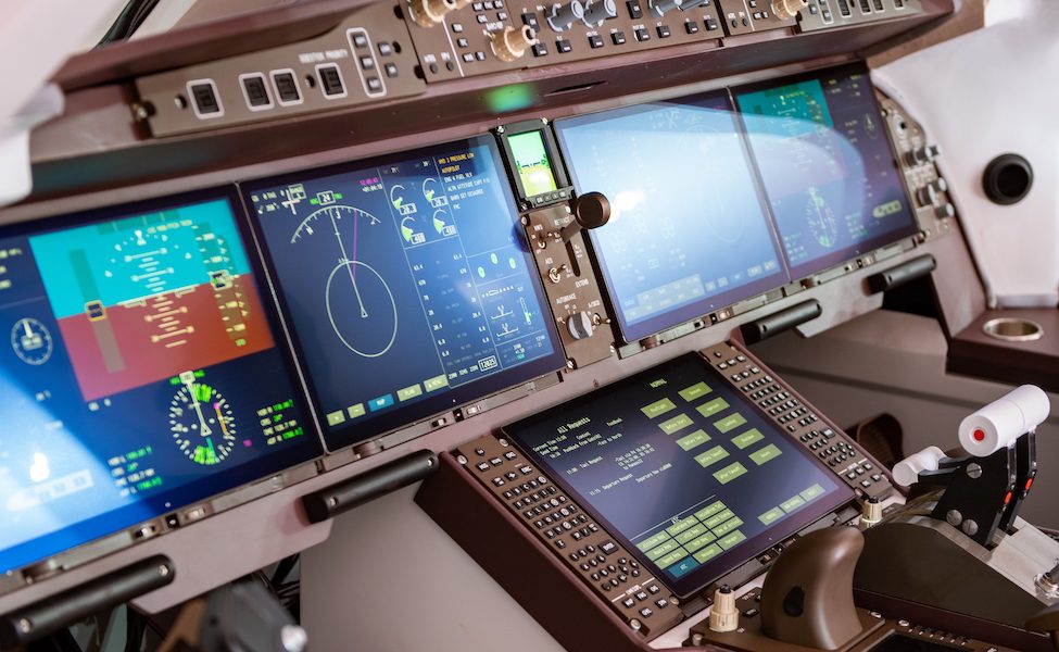 China - The cockpit of the Comac C919.