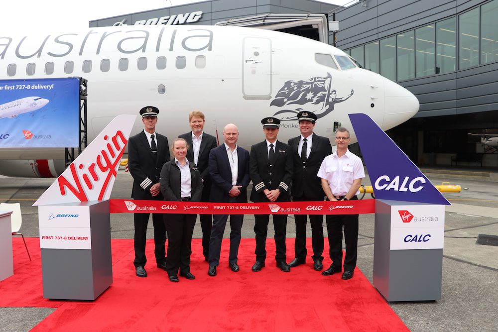 The Virgin Australia delivery team with Stuart Egg (at centre).