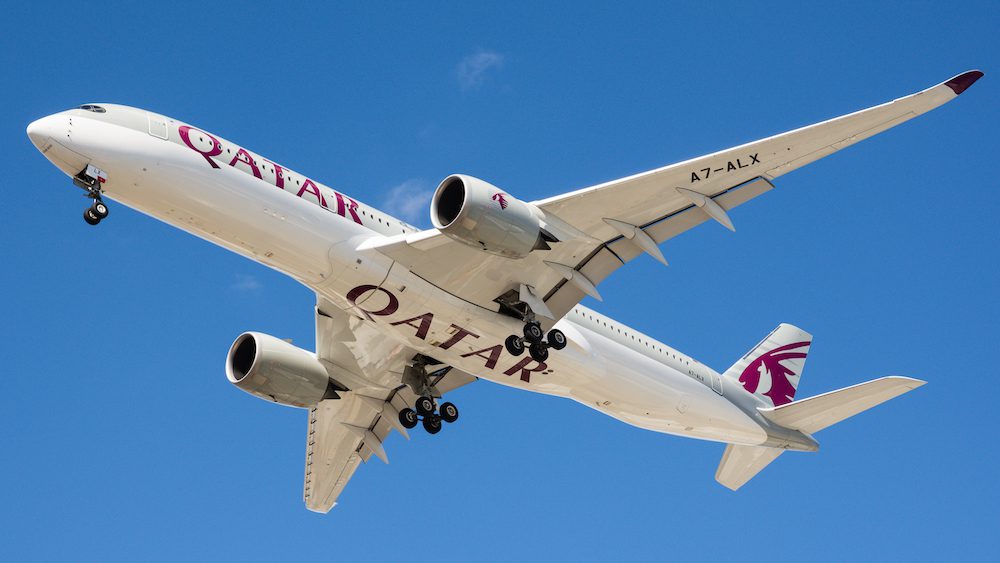 Qatar Airways plane on approach to Perth.