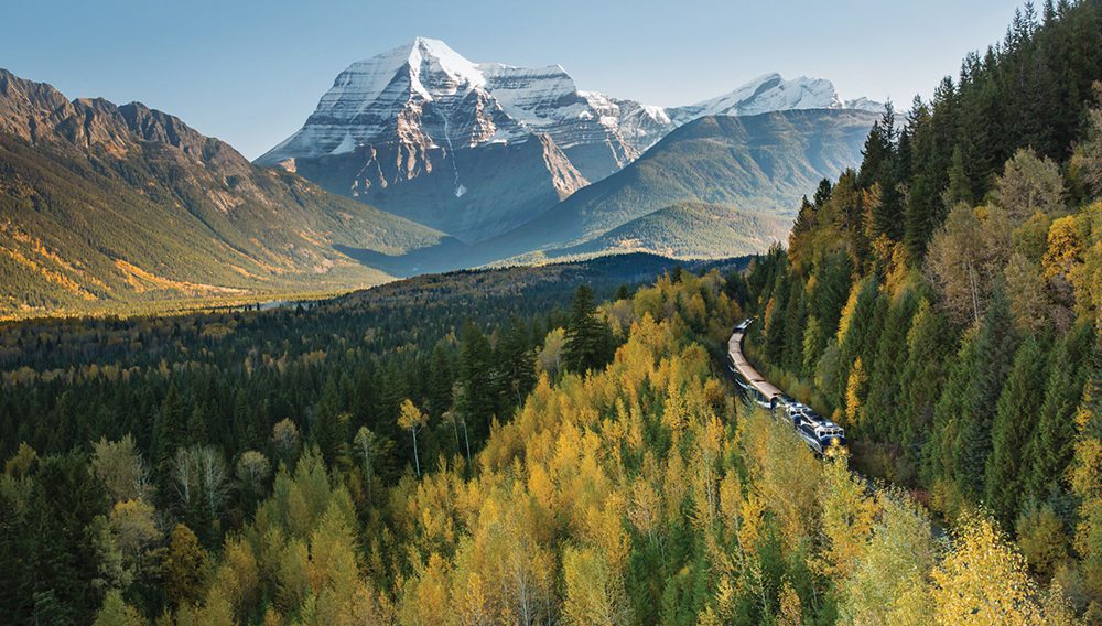 This Rocky Mountaineer rail route, only accessible by train, also features the majestic Mount Robson, the highest peak in the Canadian Rockies.