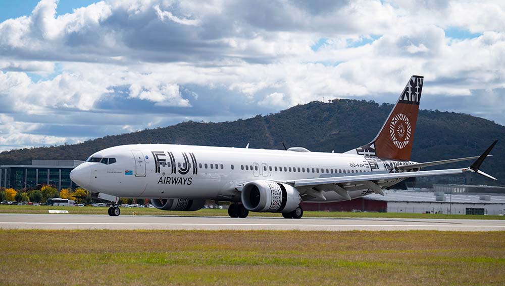 Fiji Airways Boeing 737 Max 8 at Canberra 3