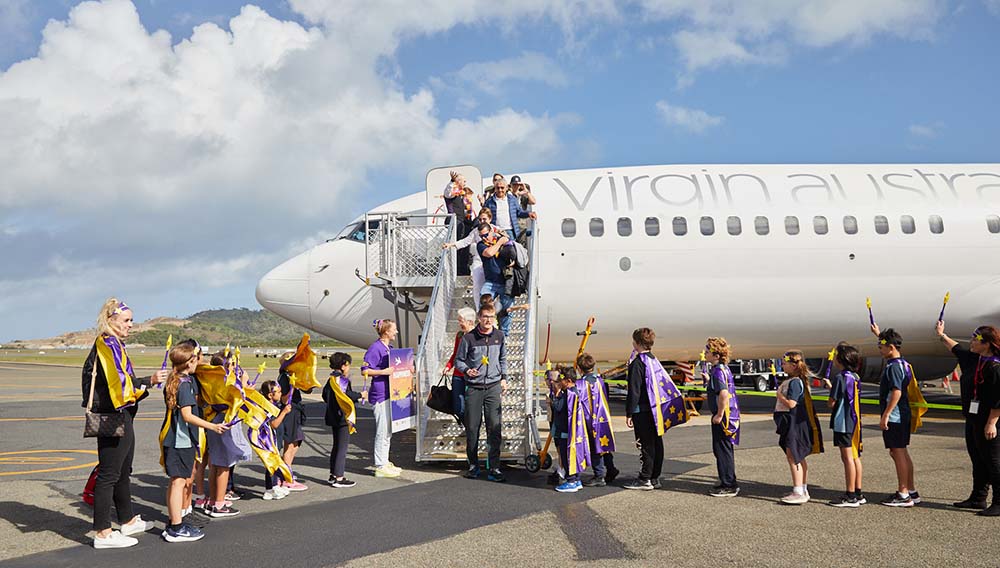 Virgin Australia’s Starlight flight to Hamilton Island grants 13,000th wish 3 VA Starlight Happiness Island flight Hamilton Island Community School