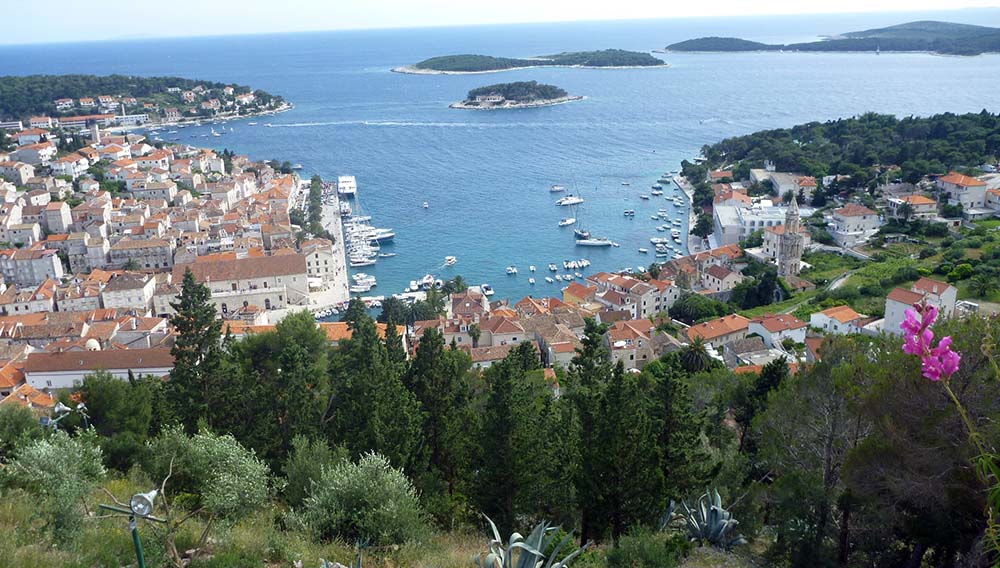 AT Hvar harbour from the castle Croatia courtesy of Sue and Russell King