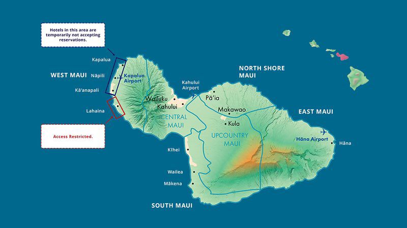 Maui Travel Map August 2023