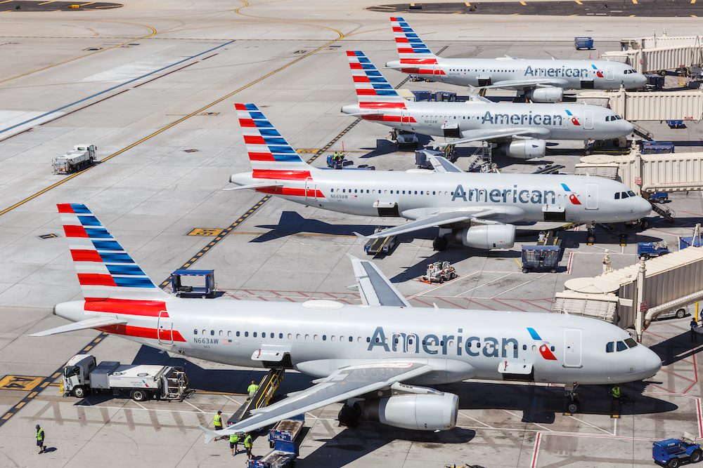 AA A320 airplanes in Phoenix. AMerican Airlines