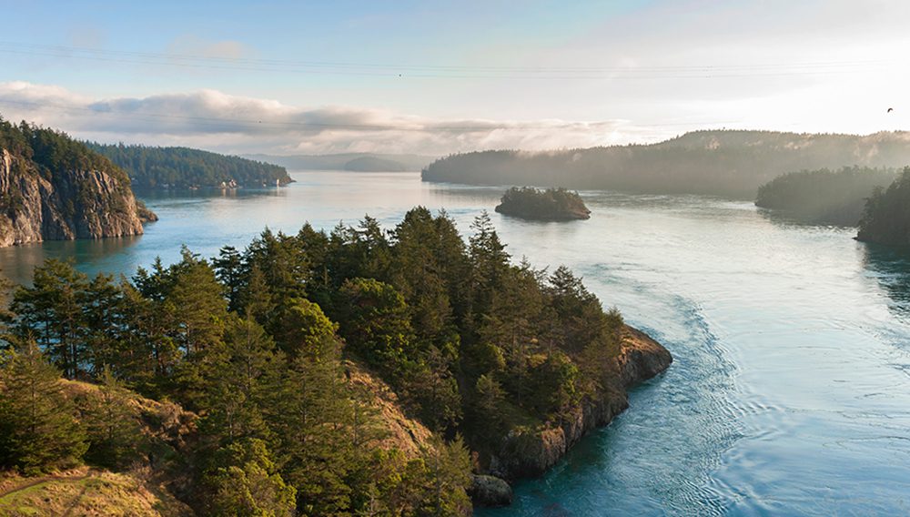Deception Pass Park, Washington. Deception Pass is a strait separating Whidbey Island from Fidalgo Island, in the northwest part of the U.S. state of Washington. ©Edmund Lowe